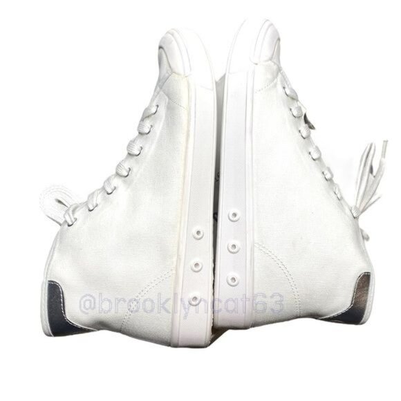 Rag & Bone Standard Issue Sneakers High Tops Canvas White Silver Lace Ups sz 11 - Picture 4 of 16